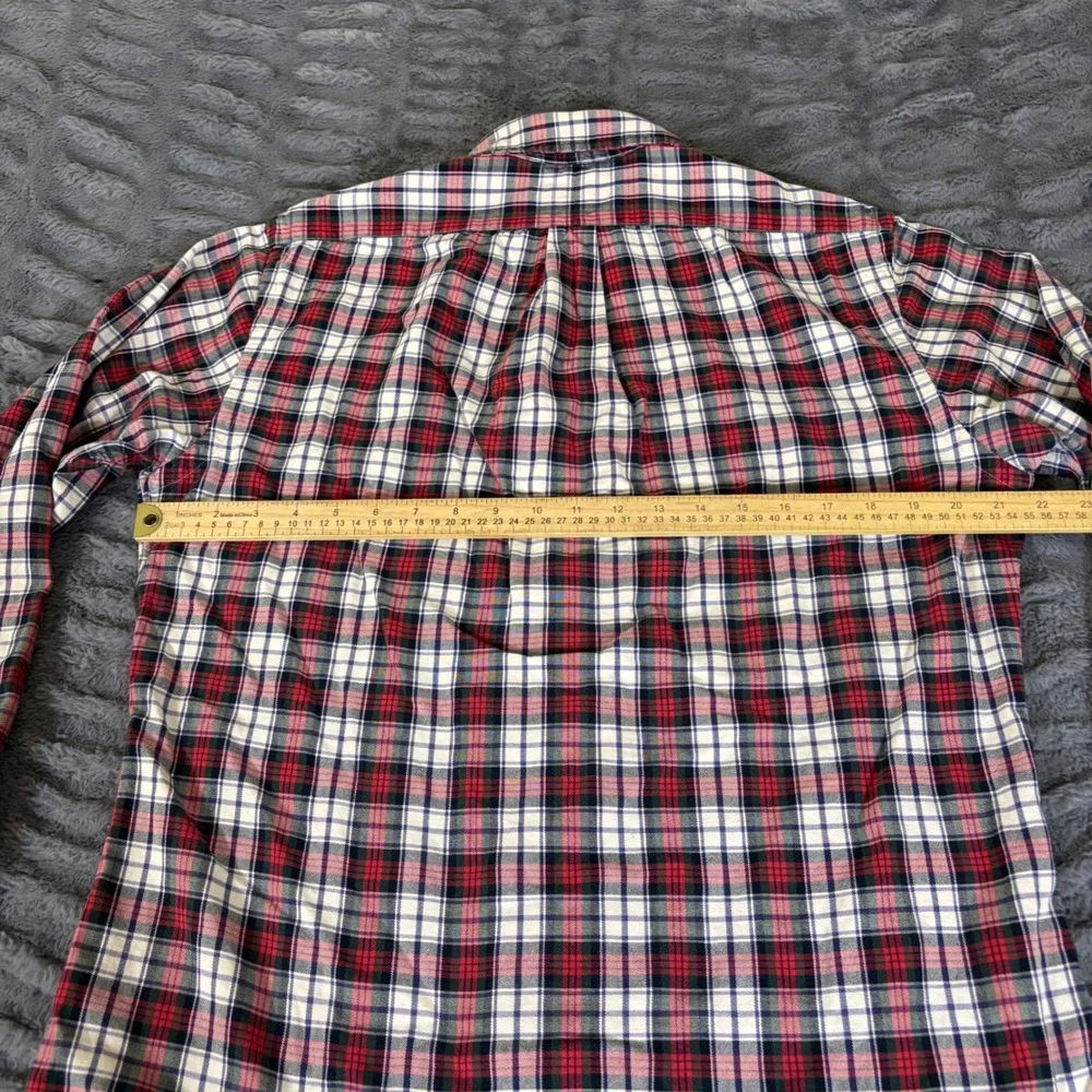 Ralph Lauren Custom Fit Plaid Button Down Shirt Mens Medium Red White Blue AR702